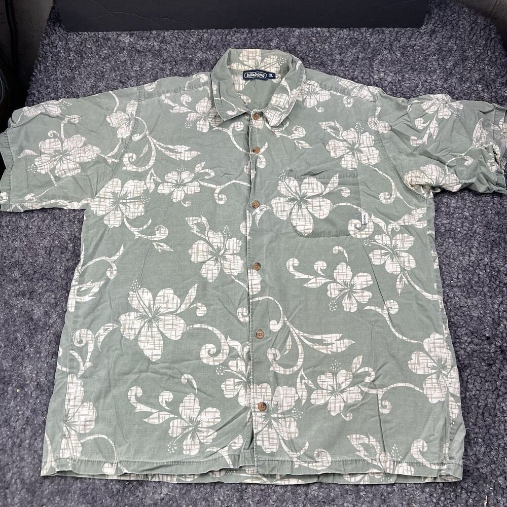 Billabong USA Men’s XL Hawaiian Floral Button Up Shirt Short Sleeve